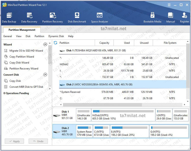 برنامج تقسيم الهارد MiniTool Partition Wizard