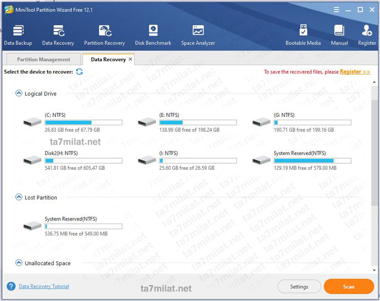 استعادة البيانات باستخدام MiniTool